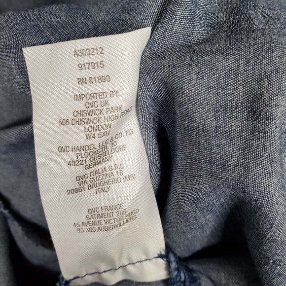 Isaac Mizrahi Live Sz 12 Dress Denim Chambray Floral Print Split Sleeves Lace Up - Picture 6 of 15